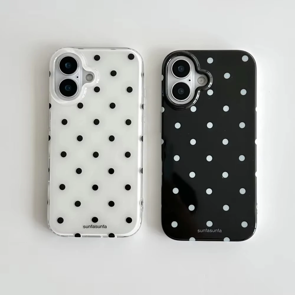 Phone Cases Y2K - Minimalist Siyah Beyaz Puantiyeli Telefon Kılıfı