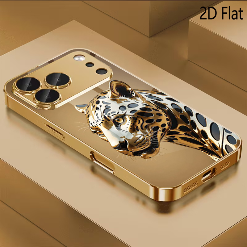 Phone Cases With Camera Cover - Çita desenli temperli cam tasarım iPhone