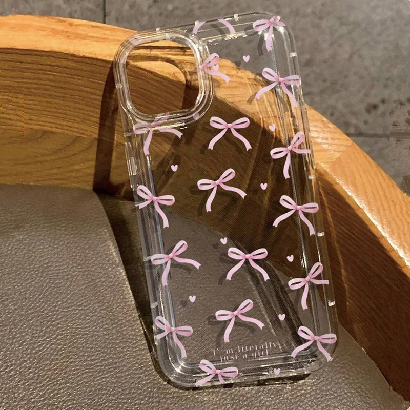 Phone Cases Dior - Sevimli Pembe Kalp Fiyonklu Telefon Kılıfı