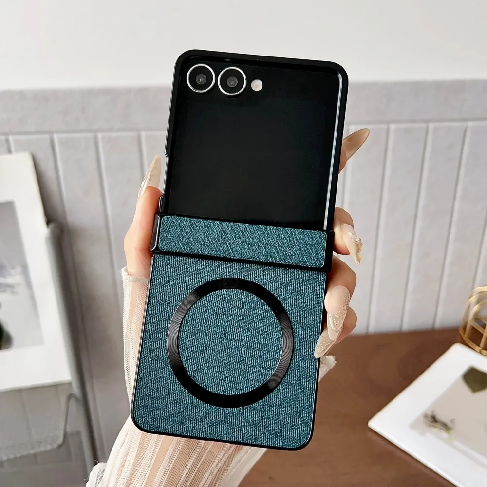 Flip Leather Case - Lüks Kumaş Deri Manyetik Telefon Kılıfı
