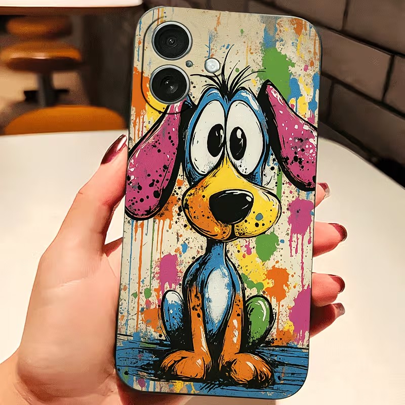 Phone Cases Online - Graffiti Renkli Köpek Yavrusu TPU Telefon