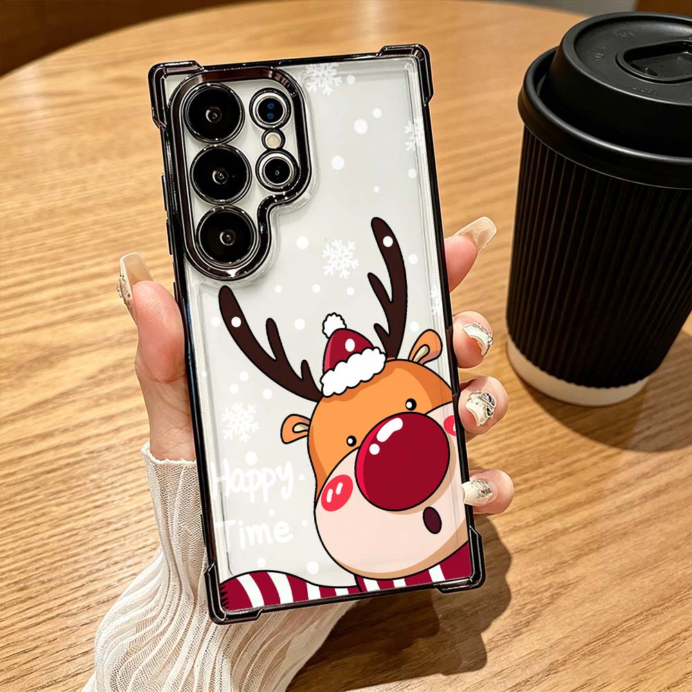 Phone Cases Red Deer - Karikatür Kırmızı Burunlu Geyik Desenli Darbeye