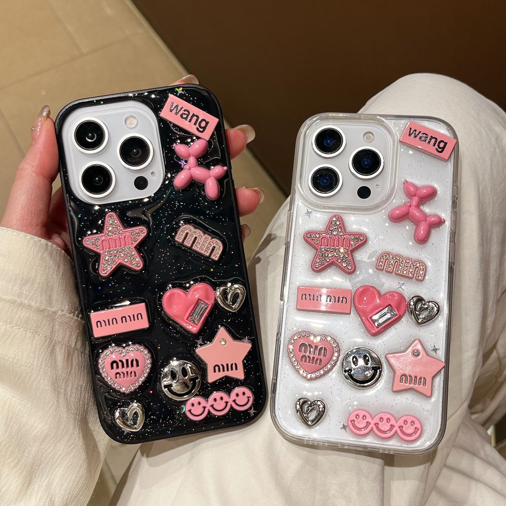 Phone Cases Dior - Sevimli 3D Aşk Kalp Y2K Yıldız