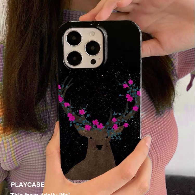 Phone Cases Red Deer - Siyah ve Kırmızı Sika Geyiği Desenli