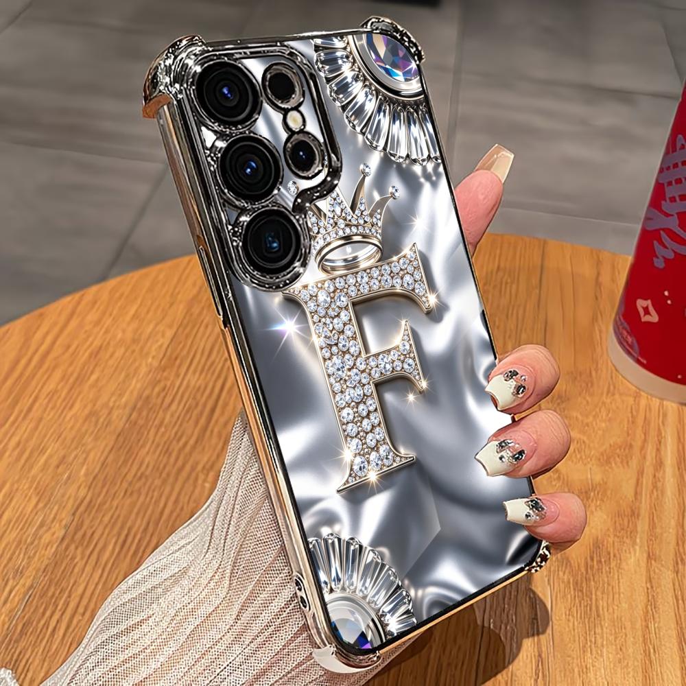 Phone Cases Quad Lock - Lüks Elmas Harfli F telefon kılıfı