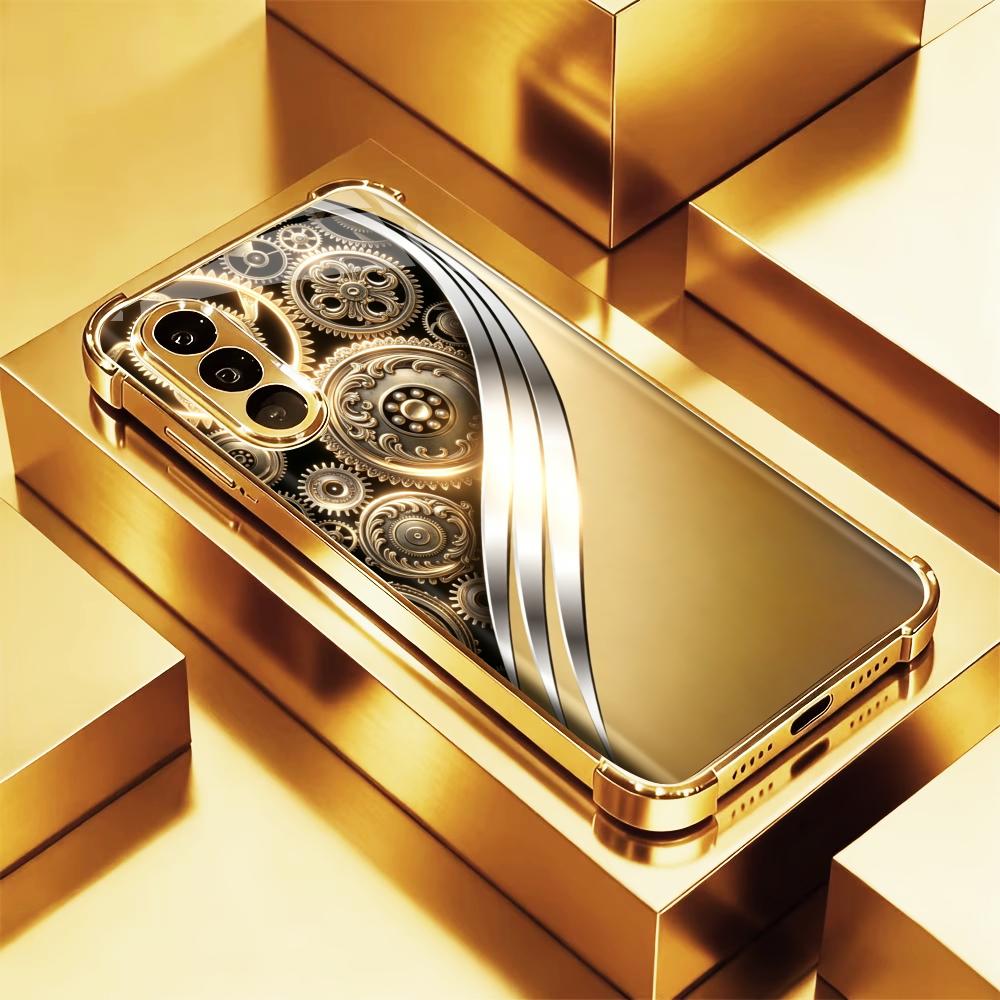 Phone Cases Quad Lock - Süslü Vintage Altın Dişli telefon kılıfı