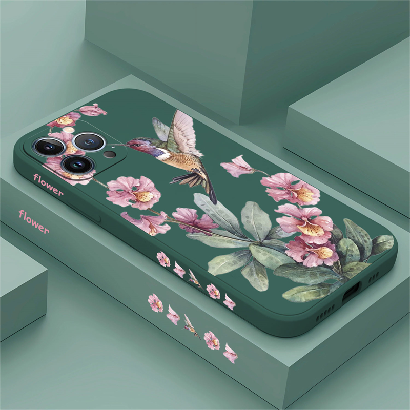 Phone Cases Dior - Boyalı Çiçekler Kuşlar Telefon Kılıfı iPhone