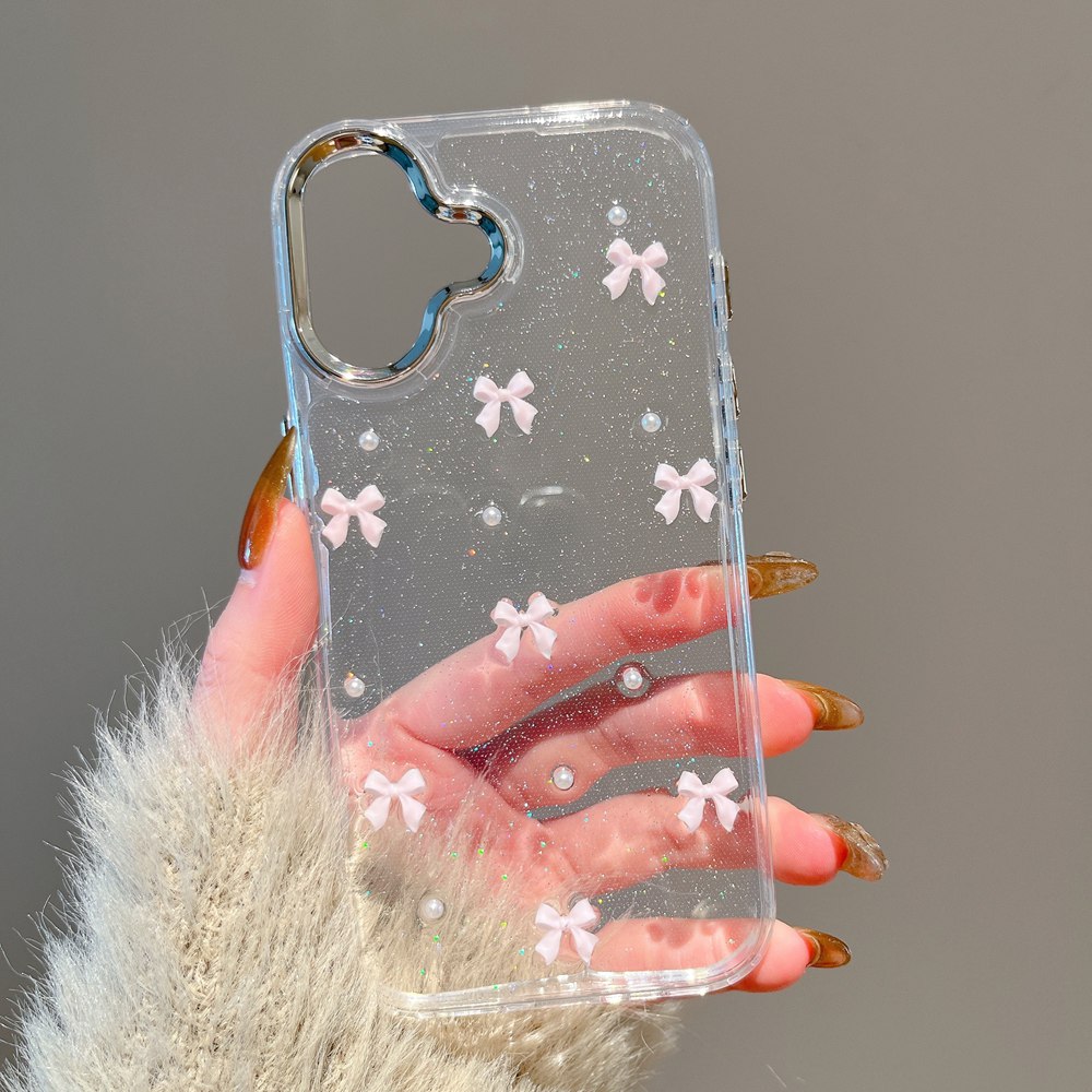 Phone Cases Pinterest - Kore sevimli pembe yay boncuk Glitter