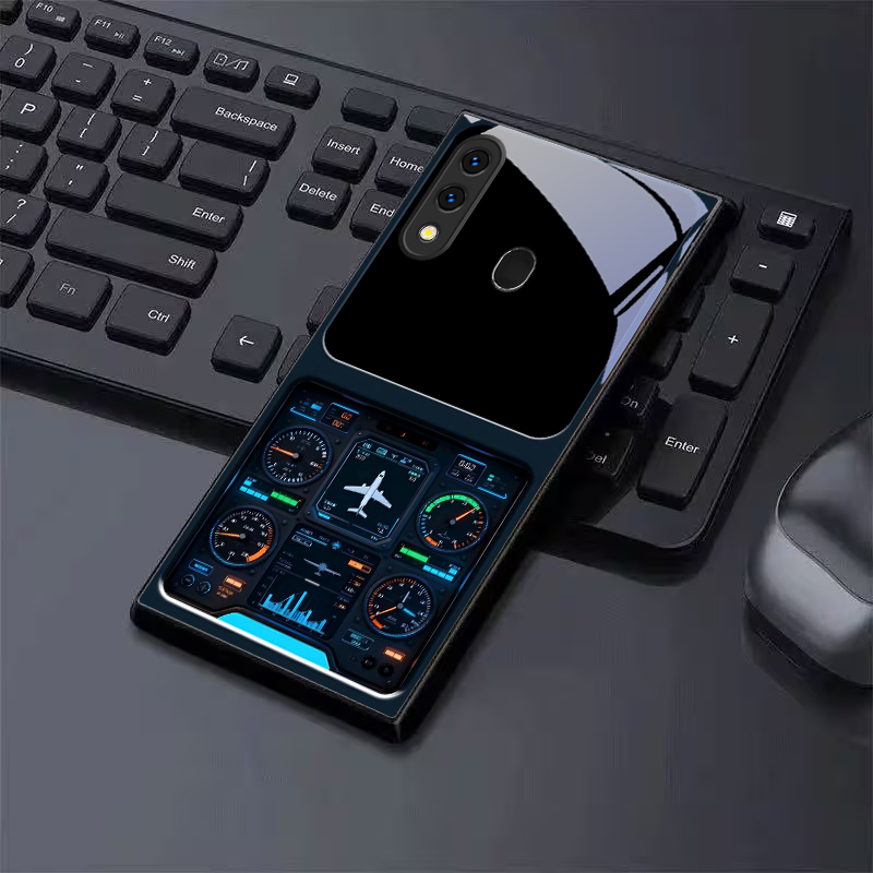Phone Cases Aviation - Havalı Havacılık Kokpit Ekranı Siyah Cam