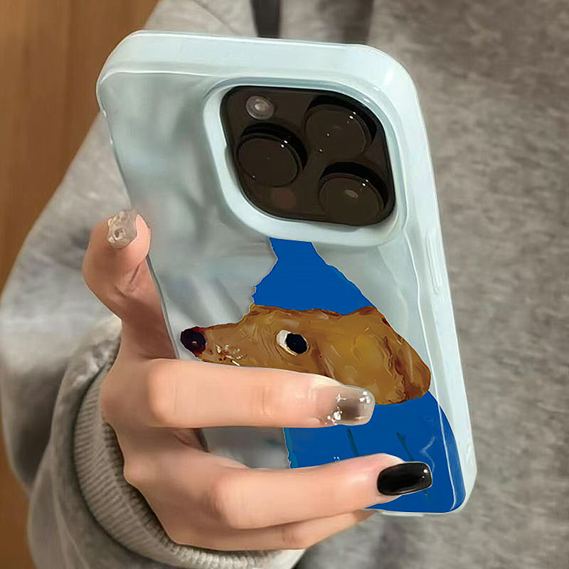 Phone Cases Blue - Mavi Şapka Köpek Kıvrımları Doku Yumuşak