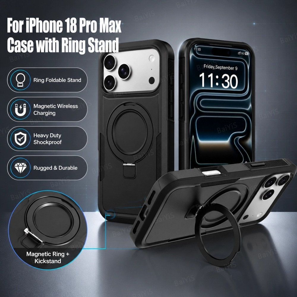 Phone Cases Heavy Duty - Mat Metal Halka Tutucu Manyetik Telefon