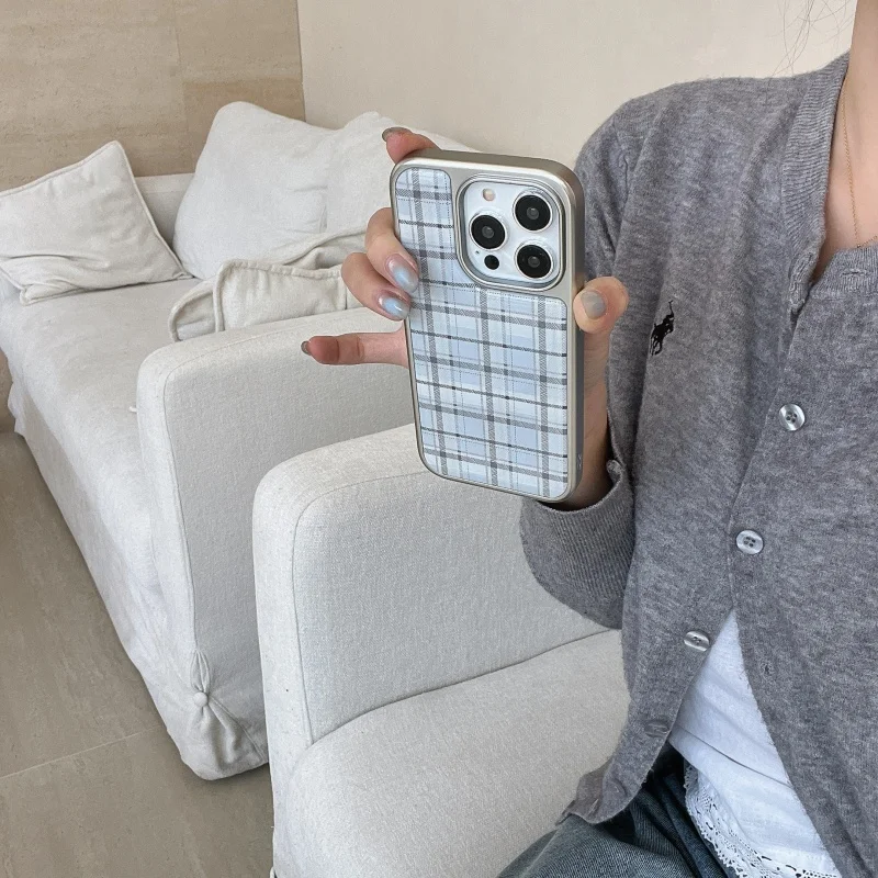 Kore Tarzı Epoksi Mavi Ekose D - Phone Cases Y2K incelemesi ve fiyatı