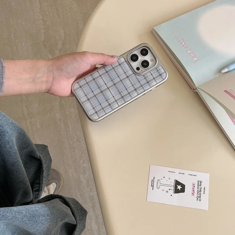 Kore Tarzı Epoksi Mavi Ekose D - Phone Cases Y2K incelemesi ve fiyatı