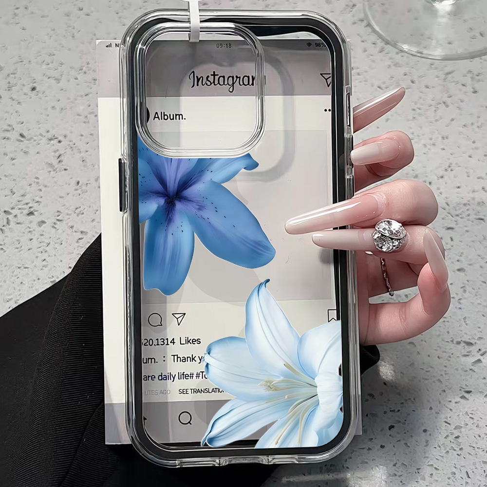 Mavi Zambak Çiçekli Şeffaf Tel - Phone Cases Blue incelemesi ve fiyatı