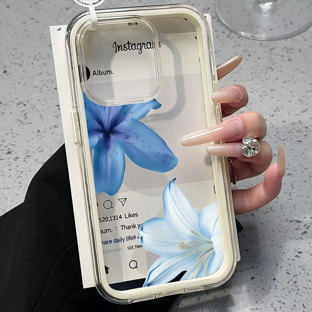 Mavi Zambak Çiçekli Şeffaf Tel - Phone Cases Blue incelemesi ve fiyatı